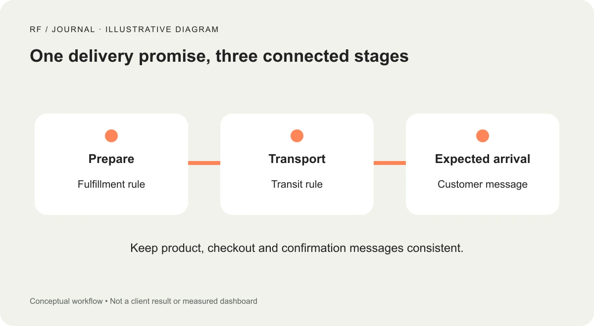 Preparation, transport and expected arrival connected in one delivery promise.